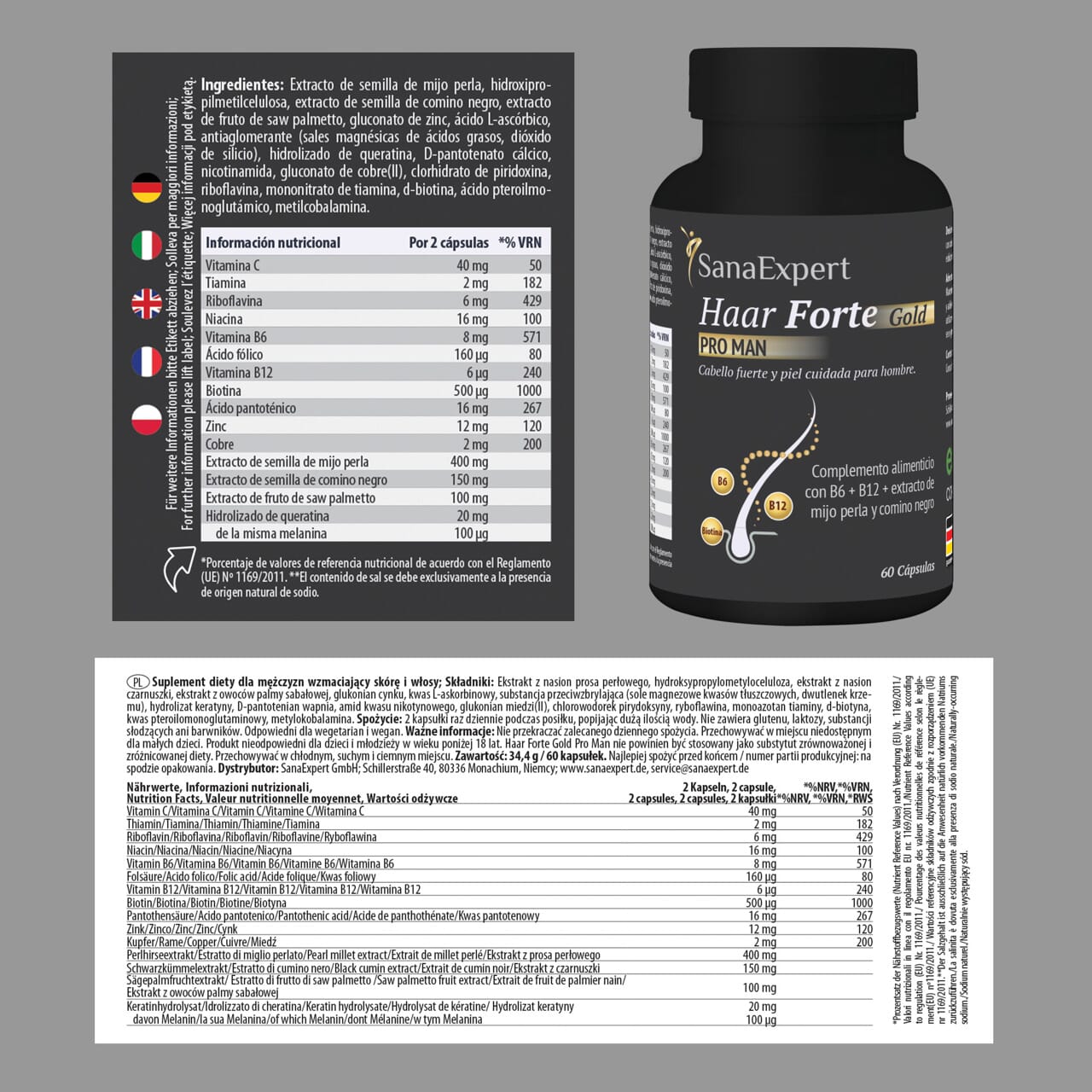 Haar Forte Gold PRO MAN, 60 Kapseln