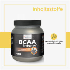 Nahaufnahme einer BCAA Intense Dose mit der Aufschrift 