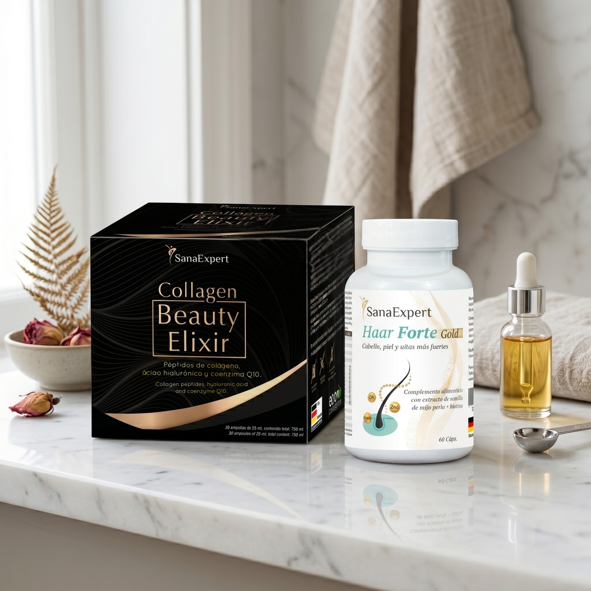 Glow Natural Set: Haar-Elixier & Kollagen